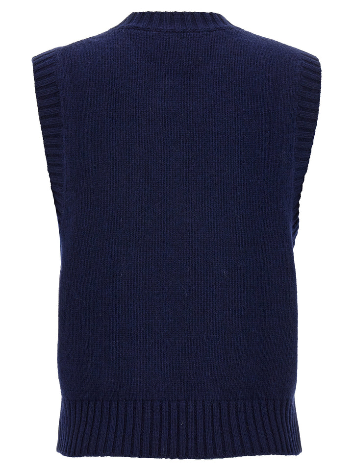 Logo Intarsia Vest Gilet Blue