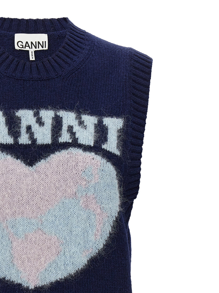 Logo Intarsia Vest Gilet Blue