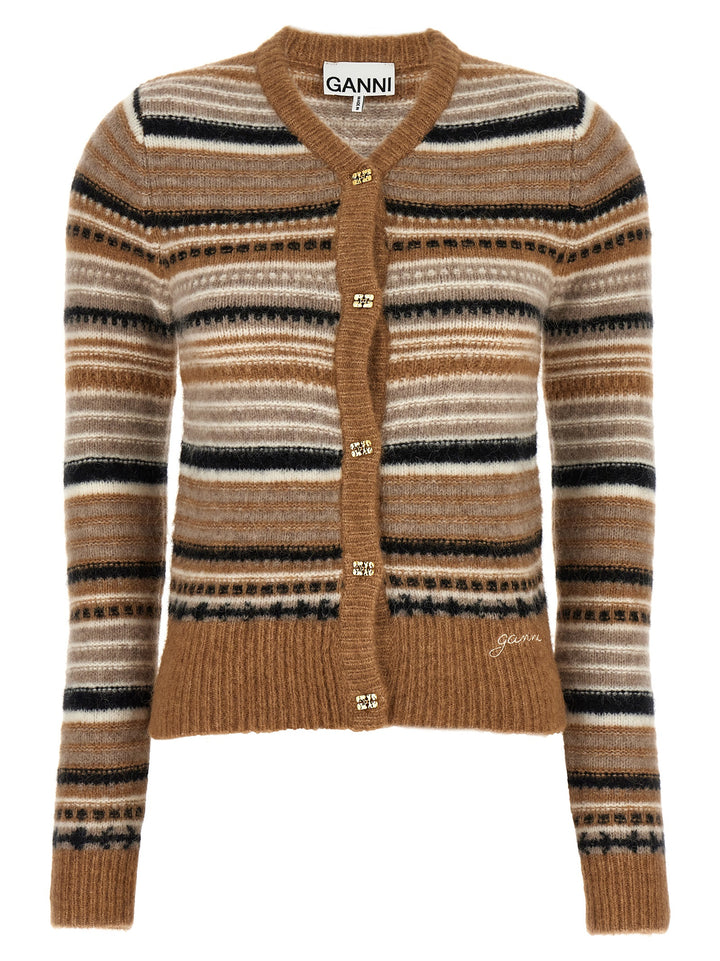 Striped Cardigan Sweater, Cardigans Beige