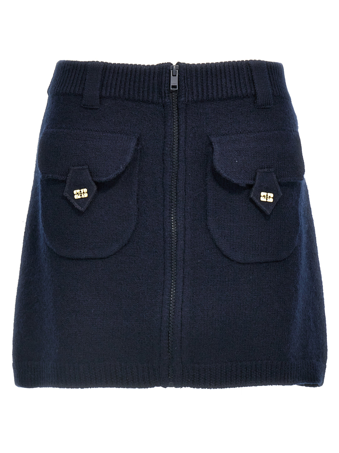 Boiled Wool Mini Skirts Blue