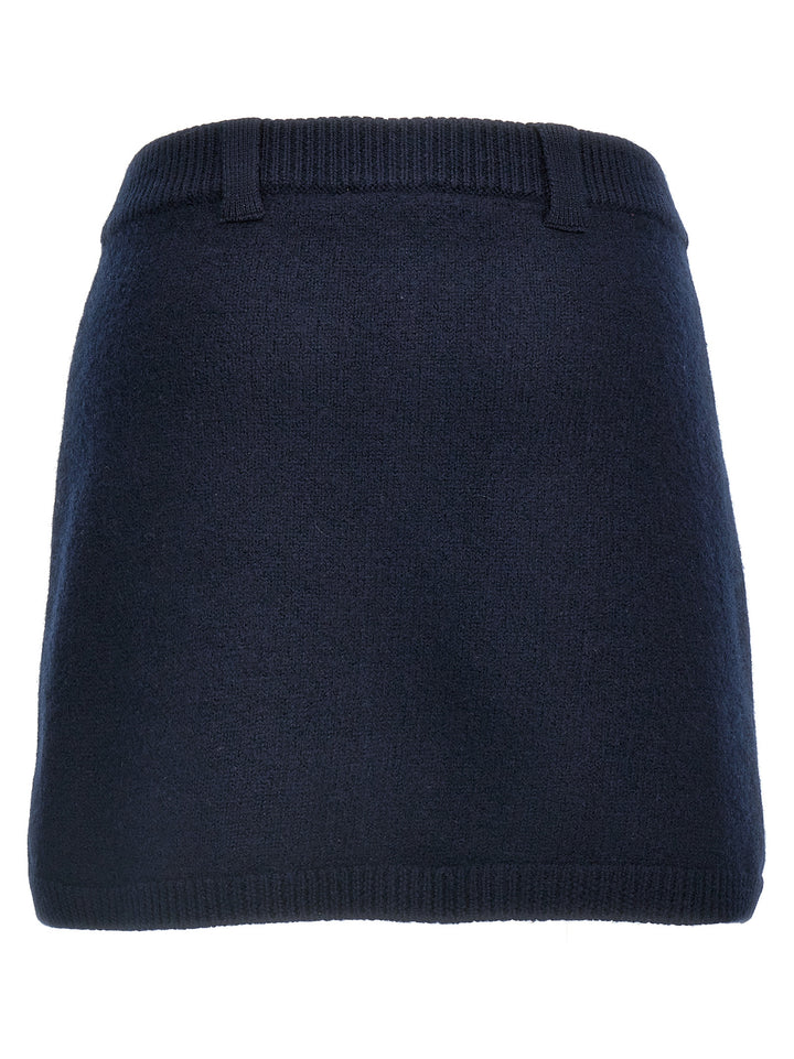 Boiled Wool Mini Skirts Blue