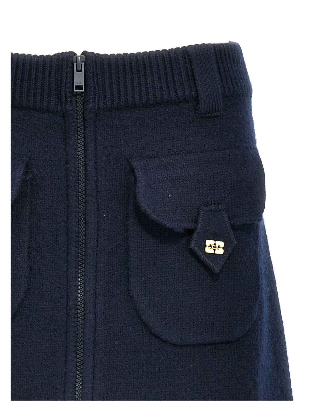 Boiled Wool Mini Skirts Blue