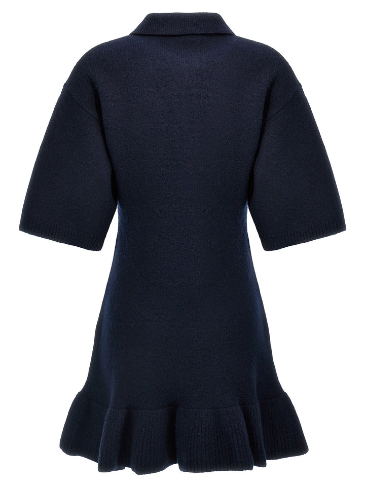 Boiled Wool Mini Dresses Blue