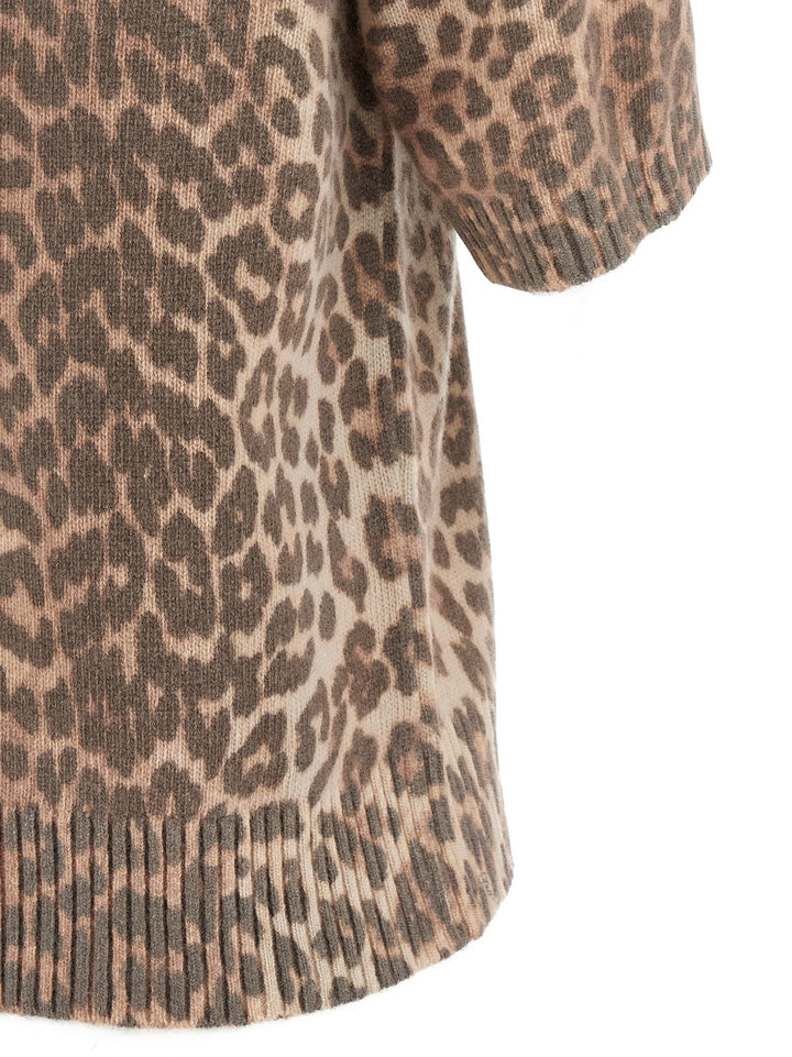 Ganni Leopard Wool Mix T-shirt - Brown | 0f881a230773655a0c0186cedadc8483e9d01eca