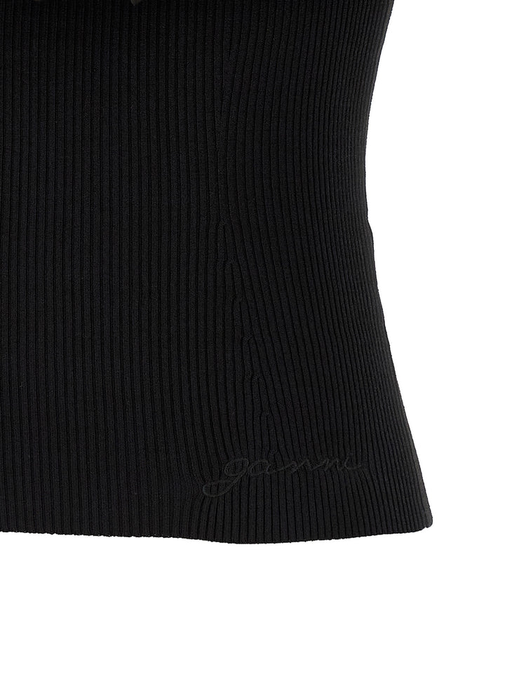 Ganni Melange Knit Tops - Black | 2ab5779ed46fc986fb018544c74769e58f5ceef2
