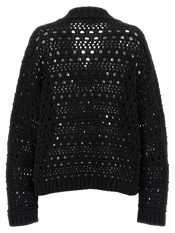 Ganni Black Crochet V-Neck Sweaters and Cardigans - Black | c834f78f499a77ac7ab1376f7d3d867451b66aa7