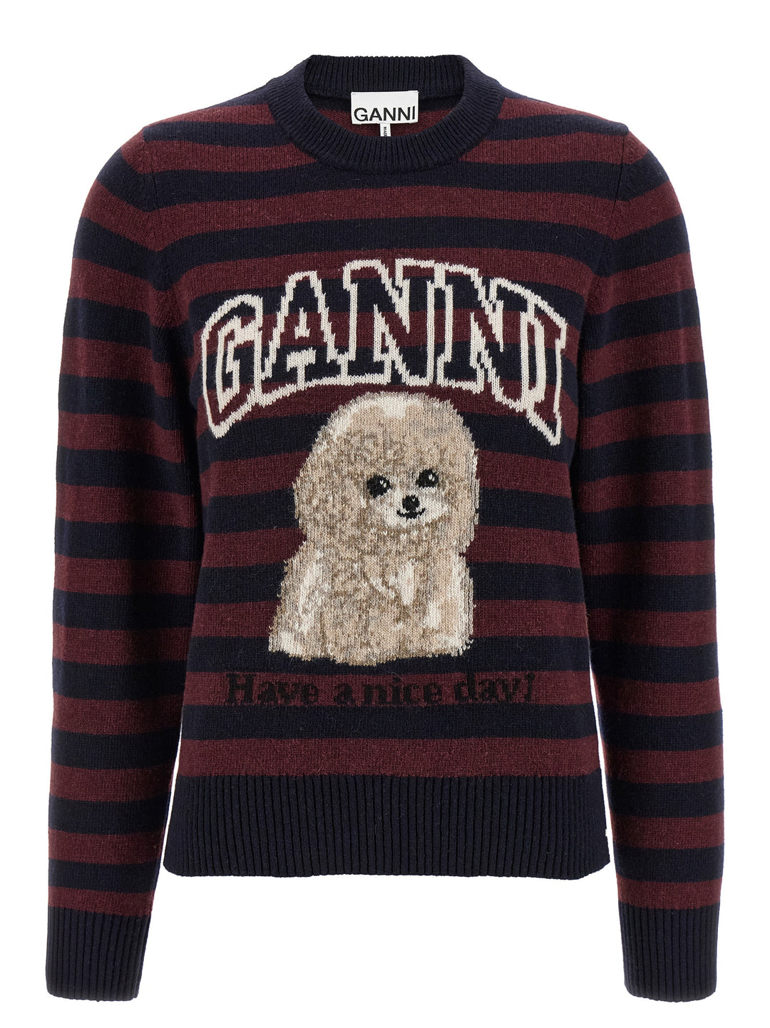 Ganni Graphic Wool Mix Poodle Stripe Sweaters and Cardigans - Multicolor | 9cee52d14cdc3b175975f82c650909c807e50832