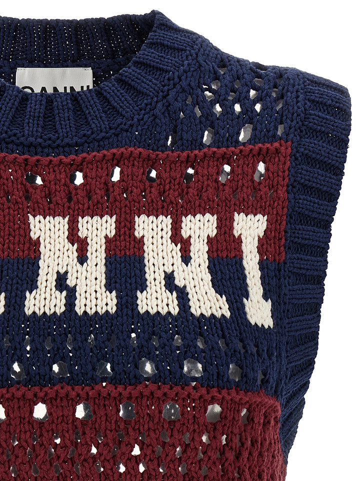 Ganni Blue Striped Gilet - Multicolor | 00c2ca0c8e6422729ffc7c1687dab3ac11475c8e