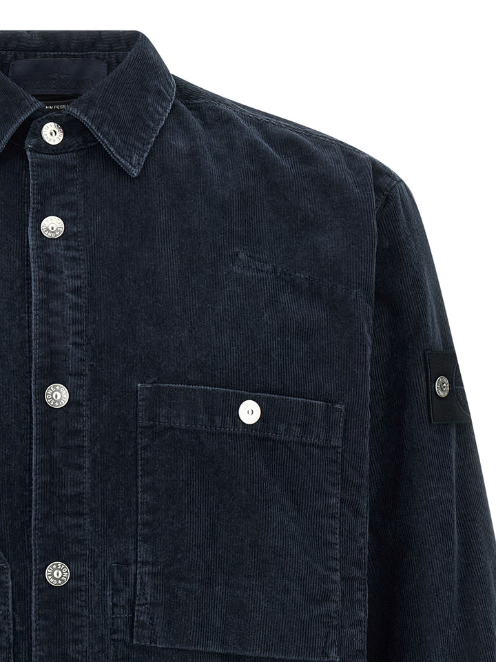 Stone Island Corduroy Shirt Shirt and Blouse - Blue | 1a7784d9b0daec2a85f37870daf0318fa820a39e