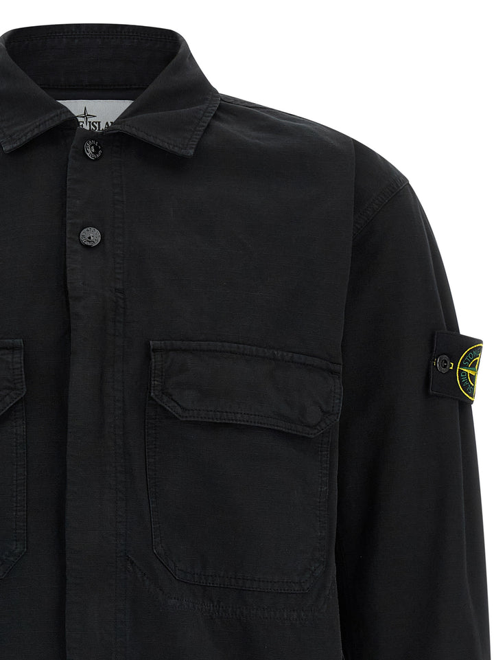 Stone Island Raw Cotton Overshirt Shirt and Blouse - Black | a9649465acb04747a2938de5de432fc8135cd76f