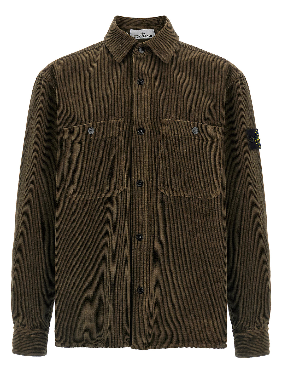 Stone Island Ribbed Velvet Overshirt Shirt and Blouse - Green | e0625efc8d5635e396da0631636e4ebb8422ad00