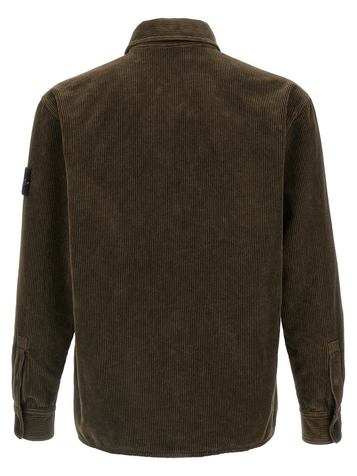 Stone Island Ribbed Velvet Overshirt Shirt and Blouse - Green | 916f87fa088f4dd6430002505046464316d9c6ca