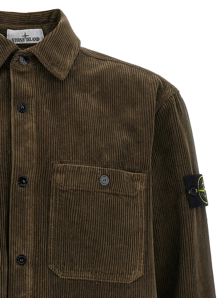 Stone Island Ribbed Velvet Overshirt Shirt and Blouse - Green | 2f8e82777dcf61cca9c45572b11d46e992952fd2