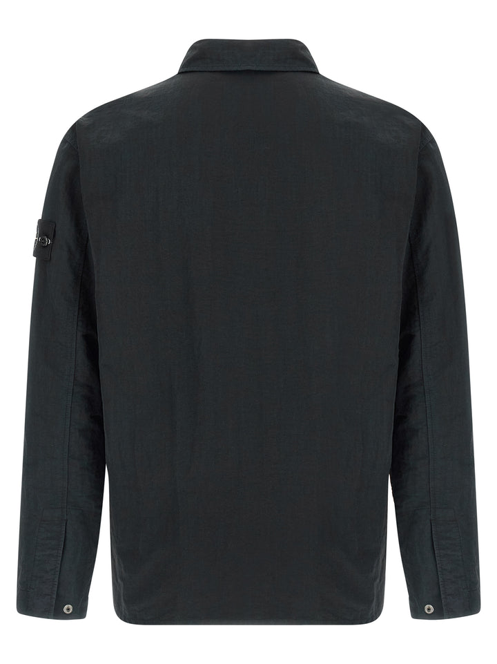Stone Island Logo Badge Overshirt Shirt and Blouse - Black | 564a753e591ac4554fba6bc718ab079461331730