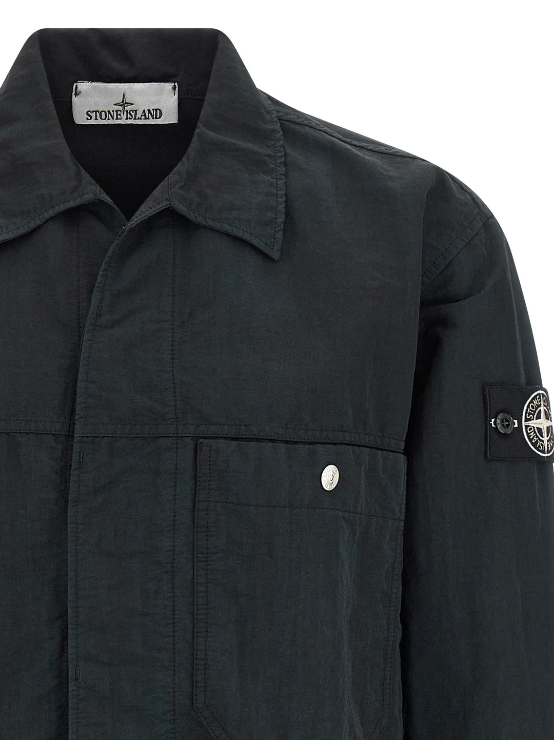 Stone Island Logo Badge Overshirt Shirt and Blouse - Black | 5a5c9b3415f82161ea442cf955e79645df40eb95