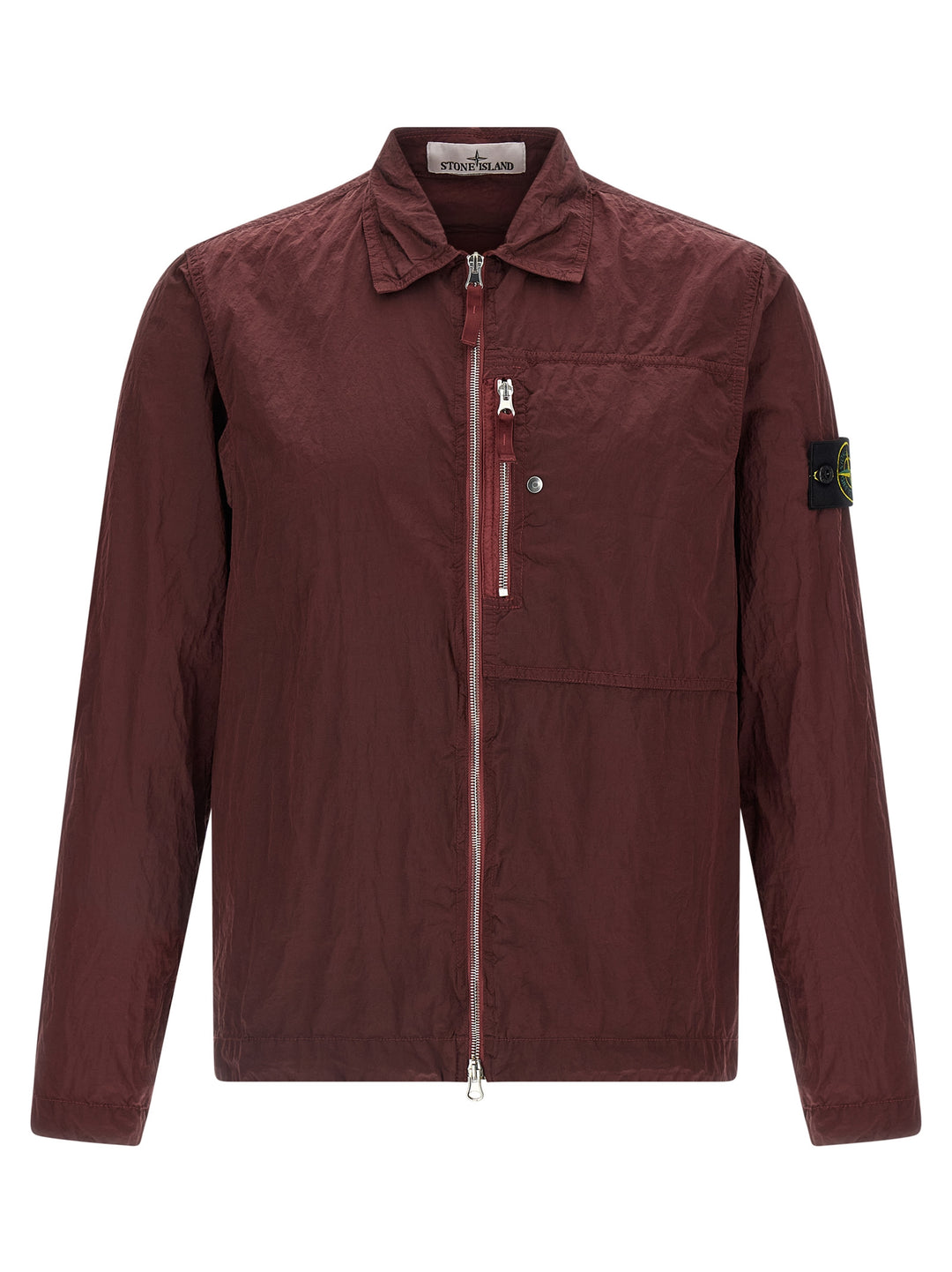 Stone Island Logo Badge Overshirt Shirt and Blouse - Bordeaux | 50bc4f9352a57bfd5fd3e0ac5e5b2a4f31190a0e