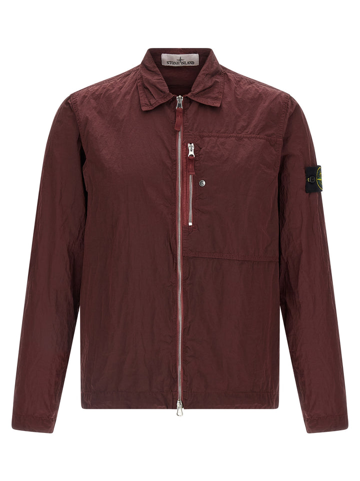 Stone Island Logo Badge Overshirt Shirt and Blouse - Bordeaux | 50bc4f9352a57bfd5fd3e0ac5e5b2a4f31190a0e