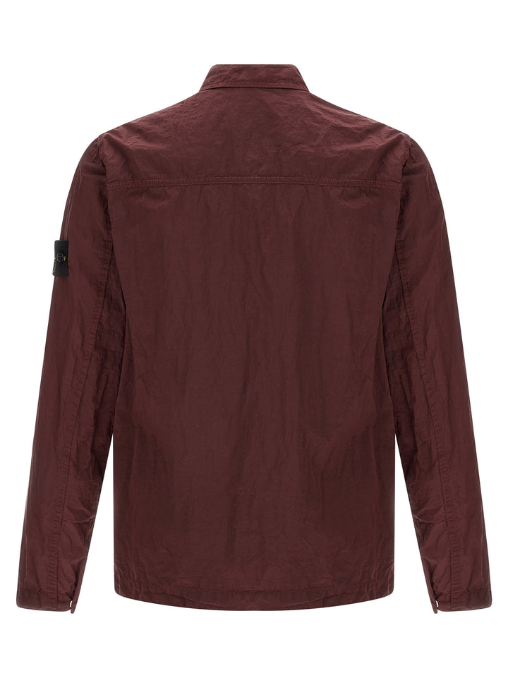 Stone Island Logo Badge Overshirt Shirt and Blouse - Bordeaux | a57aca7eb976d674193336e16dd8f55b07d086a4