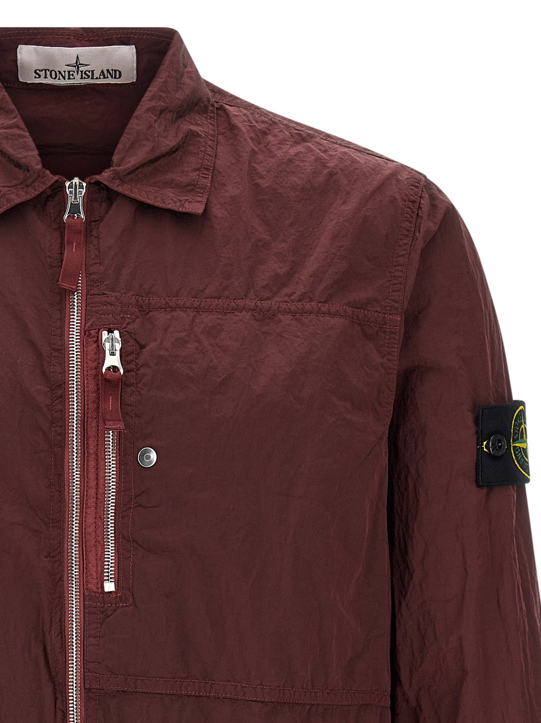 Stone Island Logo Badge Overshirt Shirt and Blouse - Bordeaux | 0b50204cf8539f0e69de97275d170847ddc67a64