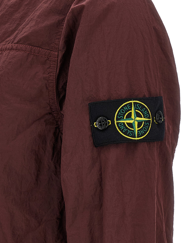 Stone Island Logo Badge Overshirt Shirt and Blouse - Bordeaux | 9329f6ae9be85f4f60034cc9eb4d51f6ce0e9d89