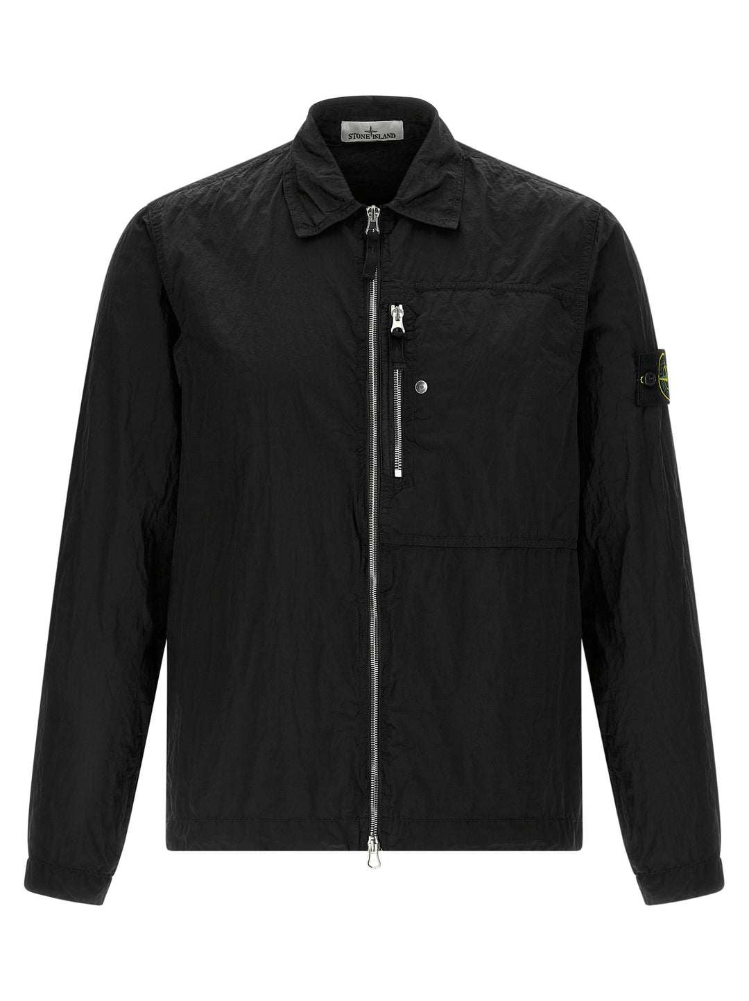 Stone Island Logo Badge Overshirt Shirt and Blouse - Black | 72dd1d00967b44b1b68daecf8d7e95d9c437fbd6