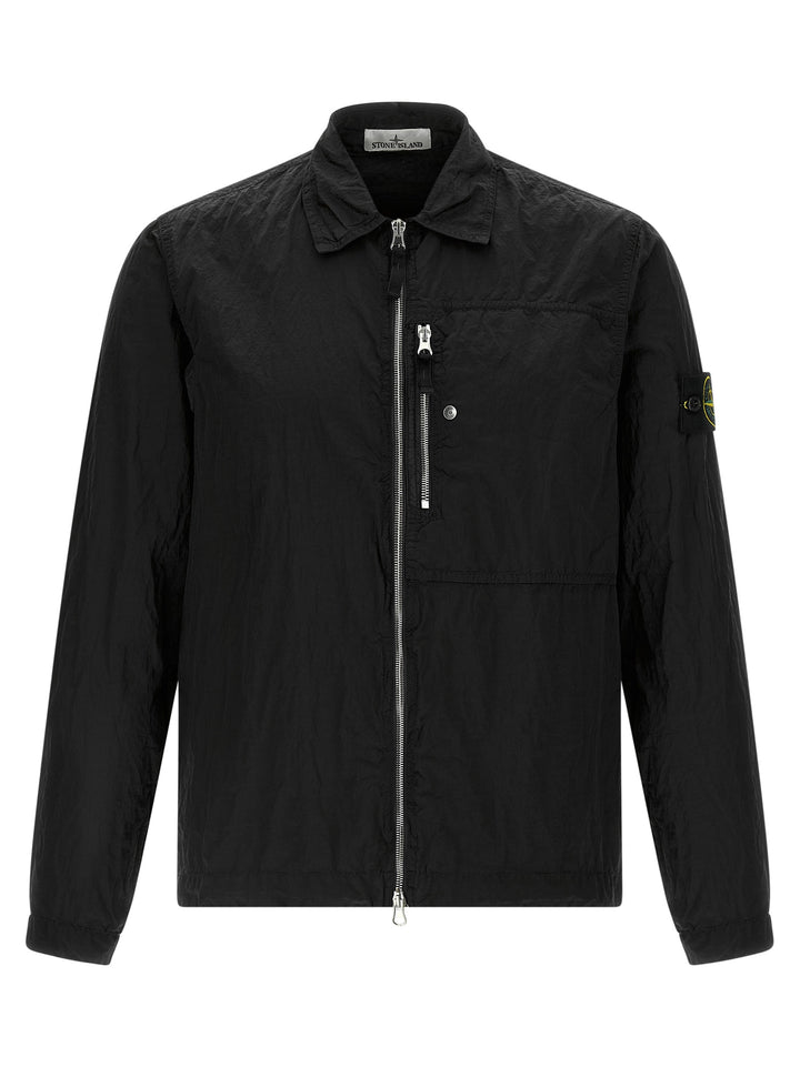 Stone Island Logo Badge Overshirt Shirt and Blouse - Black | 72dd1d00967b44b1b68daecf8d7e95d9c437fbd6