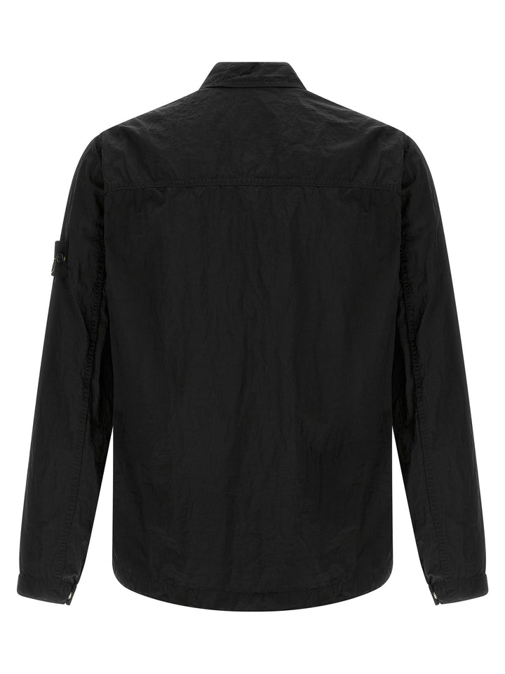 Stone Island Logo Badge Overshirt Shirt and Blouse - Black | f2c6912a7df44405f448ddd3d0222e6ee4801821