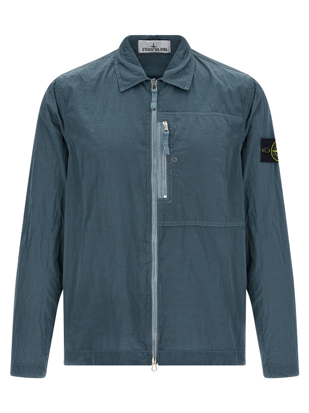 Stone Island Logo Badge Overshirt Shirt and Blouse - Blue | 78fd64920ee7182703fcf9b20bc59336e6b442d2