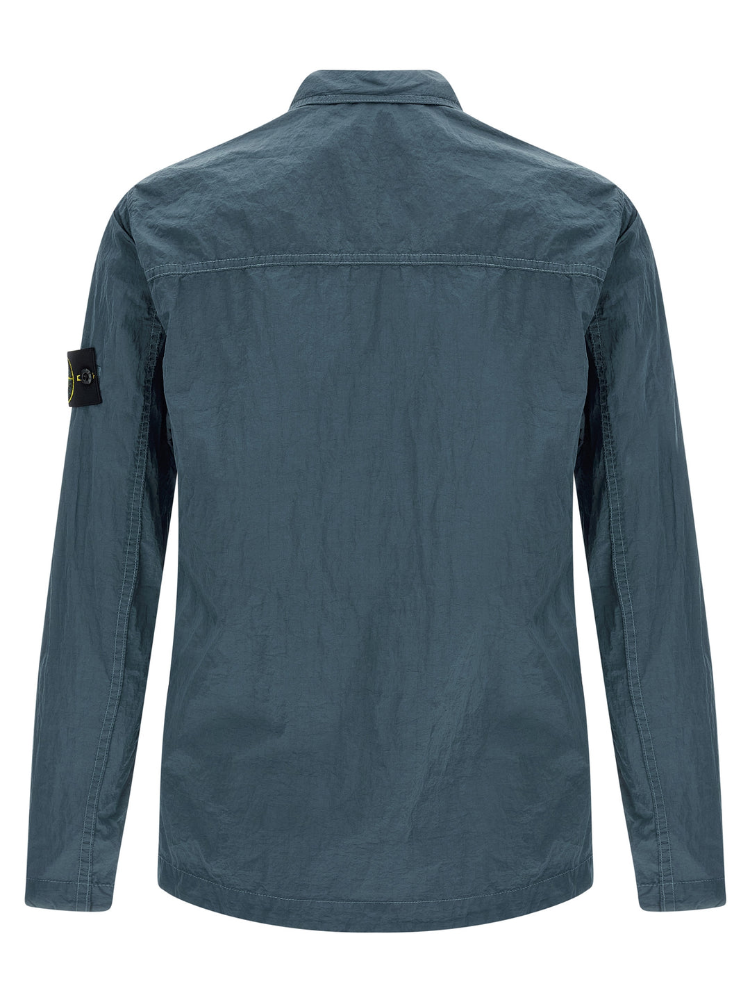 Stone Island Logo Badge Overshirt Shirt and Blouse - Blue | 098df364b4c96cb8bc1d9f5154638306c892e9a7