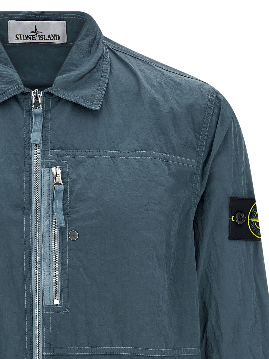 Stone Island Logo Badge Overshirt Shirt and Blouse - Blue | 9e4fe38a6ac164a7cba8b18799832c41c9d3f6d4