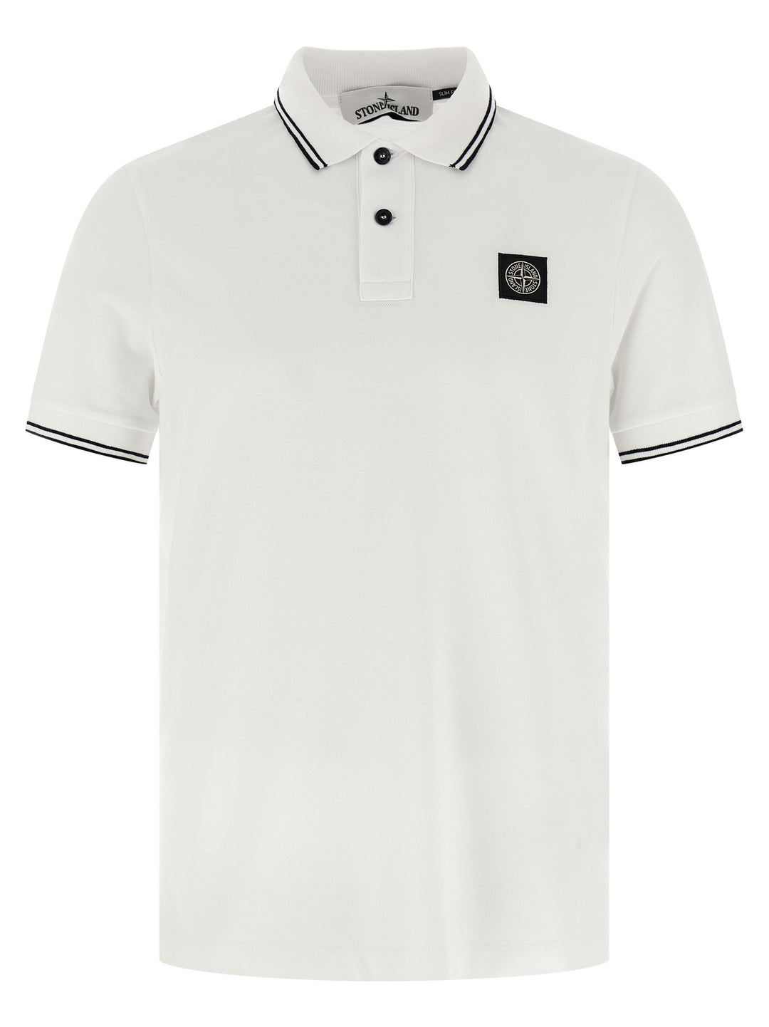Stone Island Logo Patch Polo - White | aa6c08baa9beea22c114e598bd4edce10f6051ff