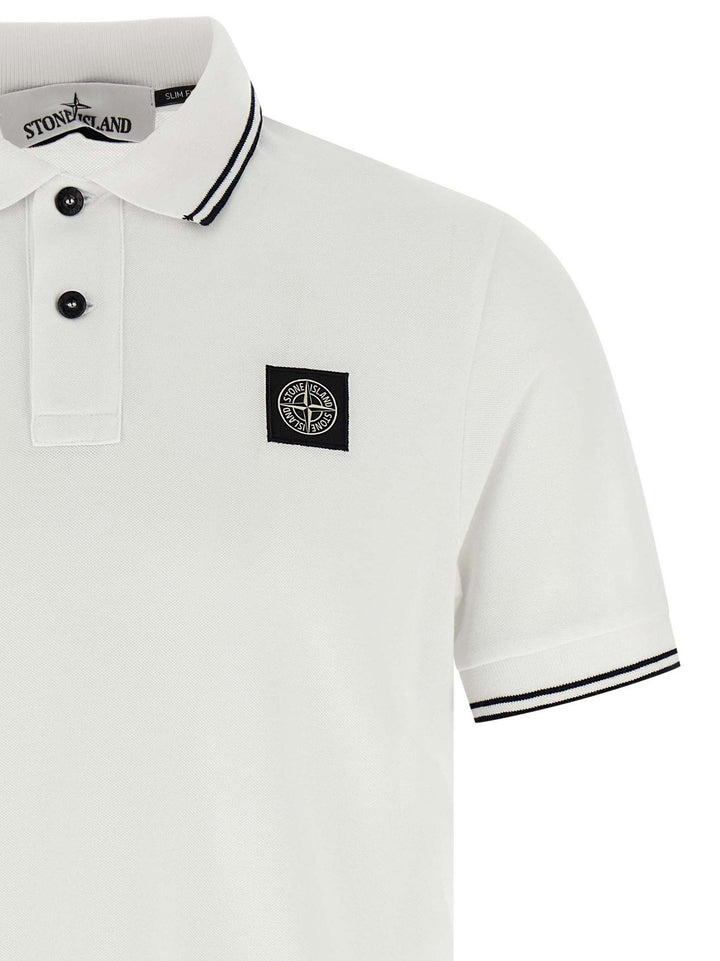 Stone Island Logo Patch Polo - White | b031c5c8eb1c4966b1ee610538bb8afc252149e9