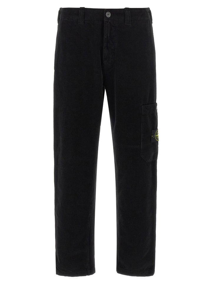 Stone Island Velvet Cargo Pants - Black | 770b1c84427519e5b88d30cce4033b20eb310107