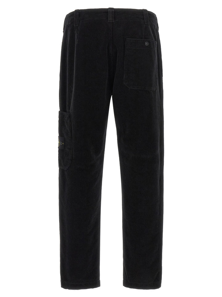 Stone Island Velvet Cargo Pants - Black | f724da68c5380612a3d570aa6e1f474cc4073277