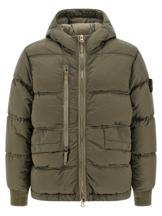 Metal Nylon Down Jacket Puffer Jackets Green