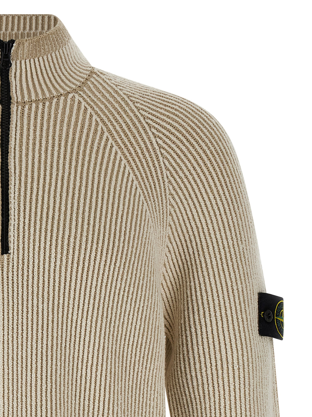 Stone Island Ribbed Cardigan Sweaters and Cardigans - Beige | 35cda39ea4b29e608a771552d889b1a66cccc8a2