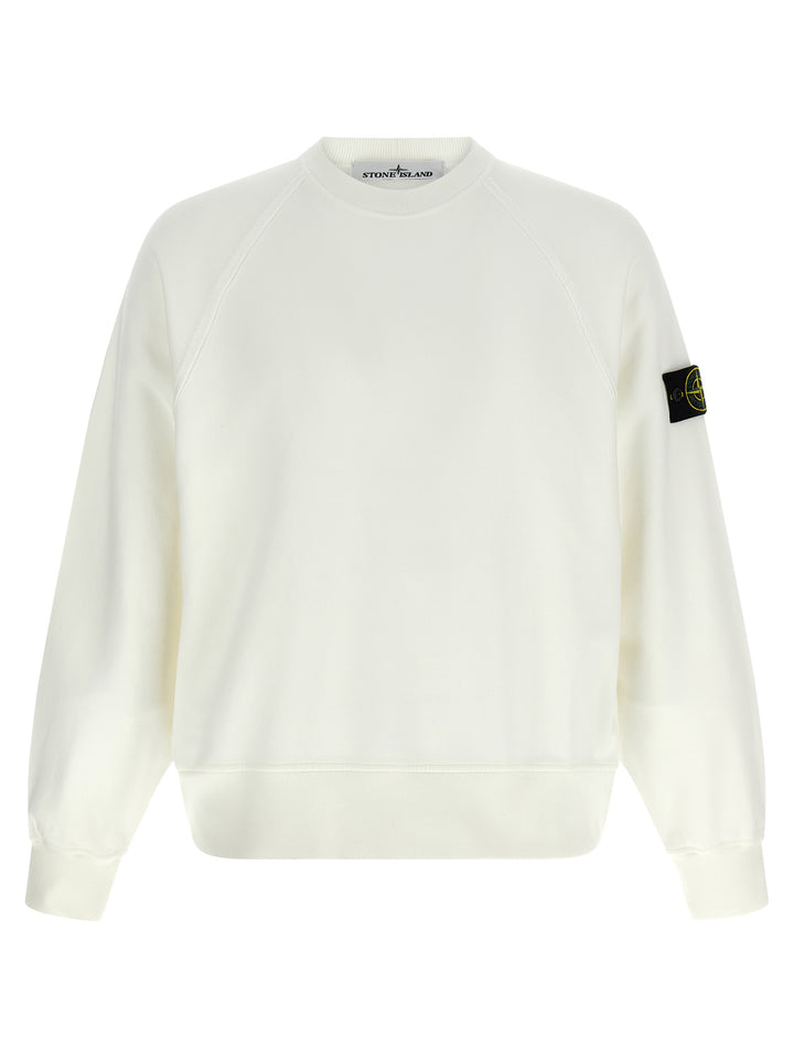 Stone Island Logo Badge Sweatshirt - White | 95e13ea765612e9191710b5b4e7f5f4a26131fa2