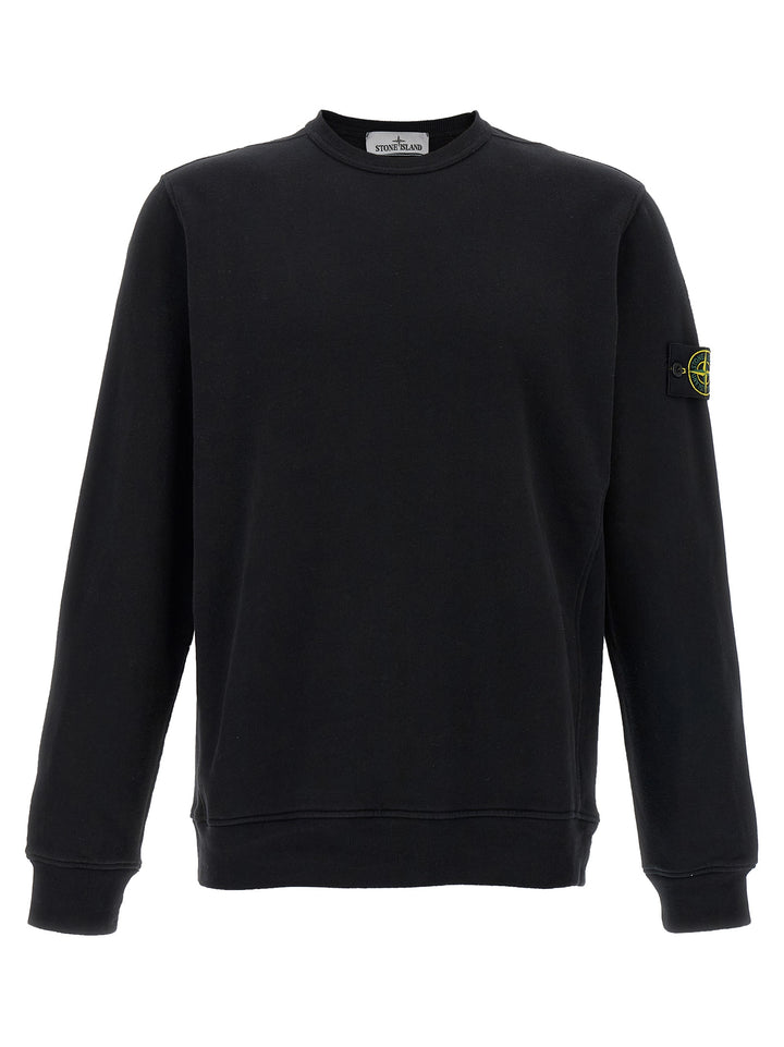 Stone Island Logo Badge Cotton Sweatshirt - Black | 12be2e5d66e1635c6285a6663d068bdbd332ad3e