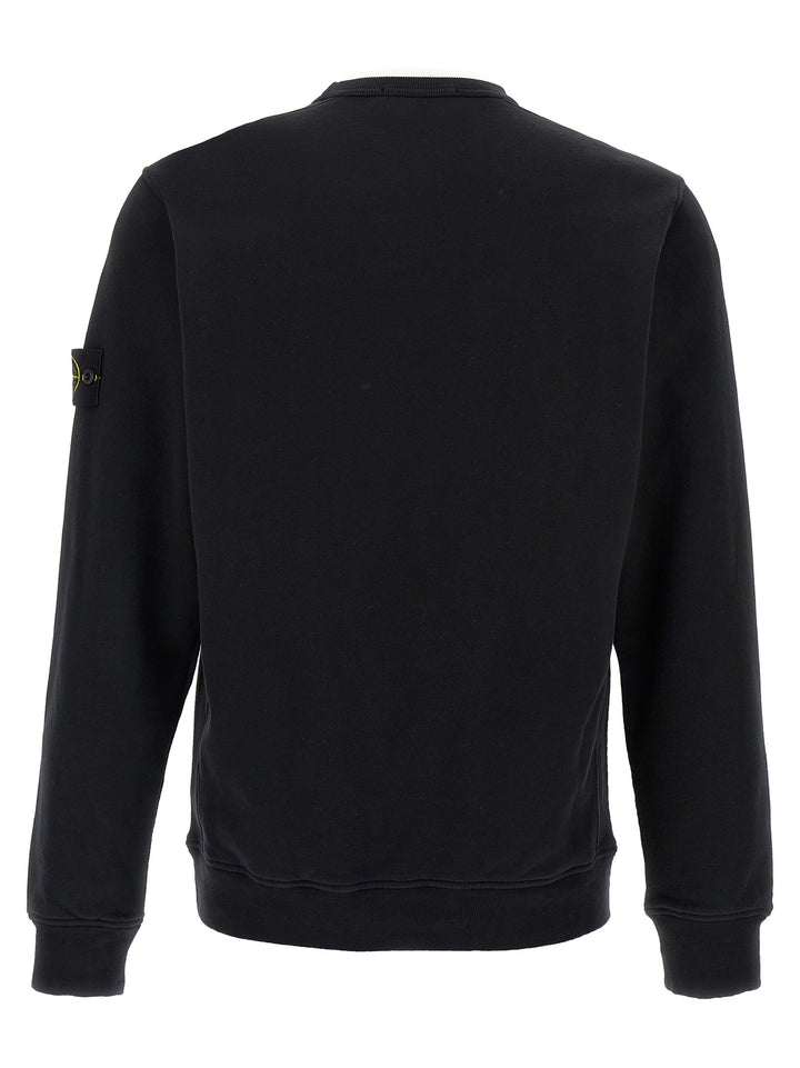 Stone Island Logo Badge Cotton Sweatshirt - Black | 218ac0db67b7f59d8cad23d6fcf73b3109678706
