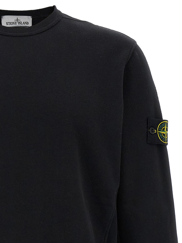 Stone Island Logo Badge Cotton Sweatshirt - Black | ebc655ab538671c2956ca9d120735d31c0fed887