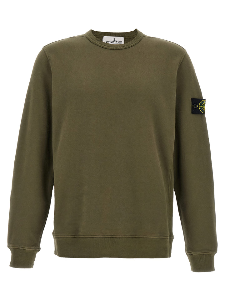 Stone Island Logo Badge Cotton Sweatshirt - Green | fac50bfffc1df5179e6a70477b19067237e64a75