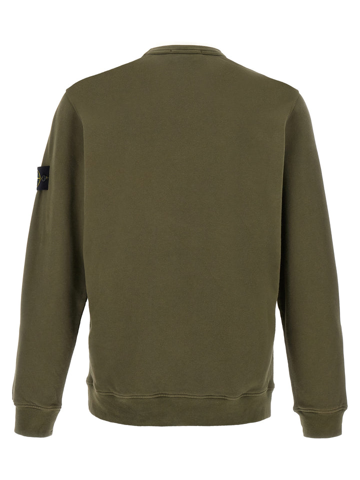 Stone Island Logo Badge Cotton Sweatshirt - Green | 03ec0558c782ac504783d36f6b620a3f0612fb68