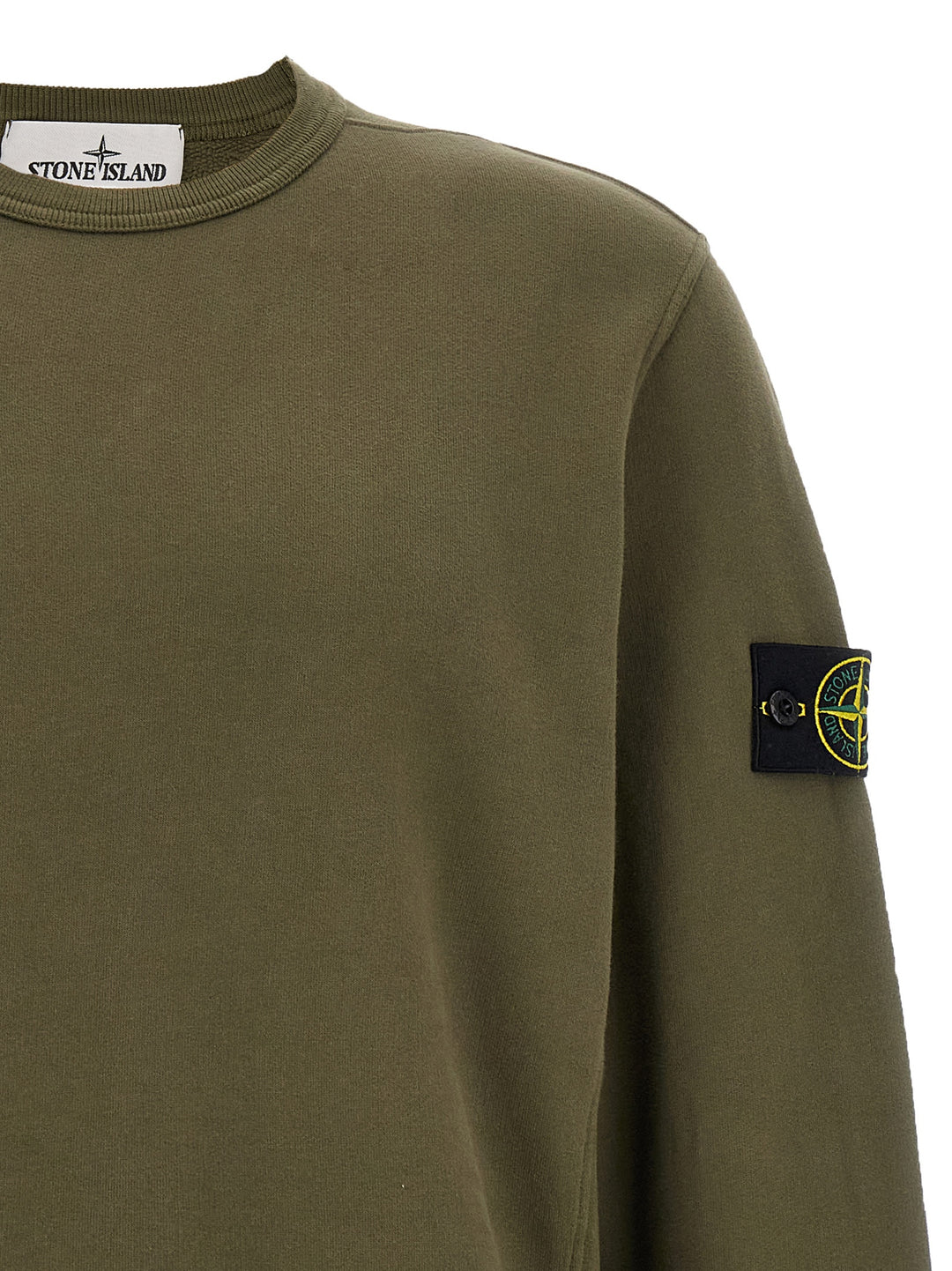 Stone Island Logo Badge Cotton Sweatshirt - Green | 358eedda5b75c03bbbc792cc1f67d6447b375fd2