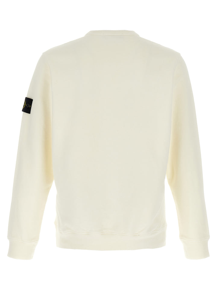 Stone Island Logo Badge Cotton Sweatshirt - White | 258c4dcccb3f75fa0cc5fa6618825adf570a9ce4
