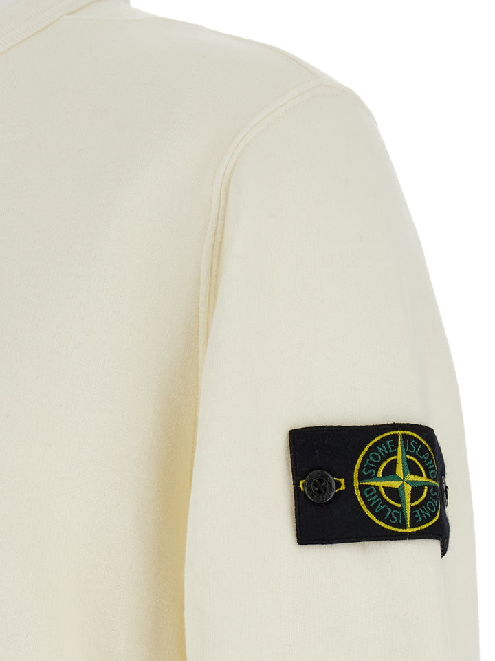 Stone Island Logo Badge Cotton Sweatshirt - White | c034f8c5e5ccf551f354fbdfdb8b48954427bdea