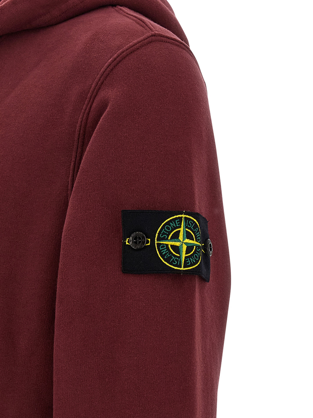 Stone Island Logo Badge Hoodie Sweatshirt - Bordeaux | 349e8cb3c09bffaccd1c27630c517aa9768818ad
