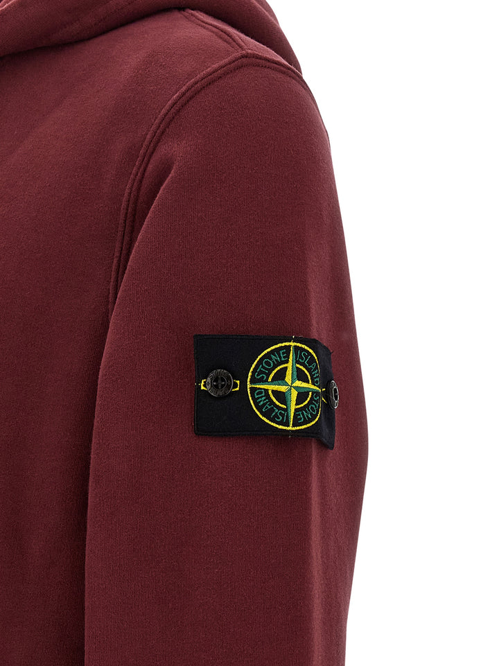 Stone Island Logo Badge Hoodie Sweatshirt - Bordeaux | 349e8cb3c09bffaccd1c27630c517aa9768818ad