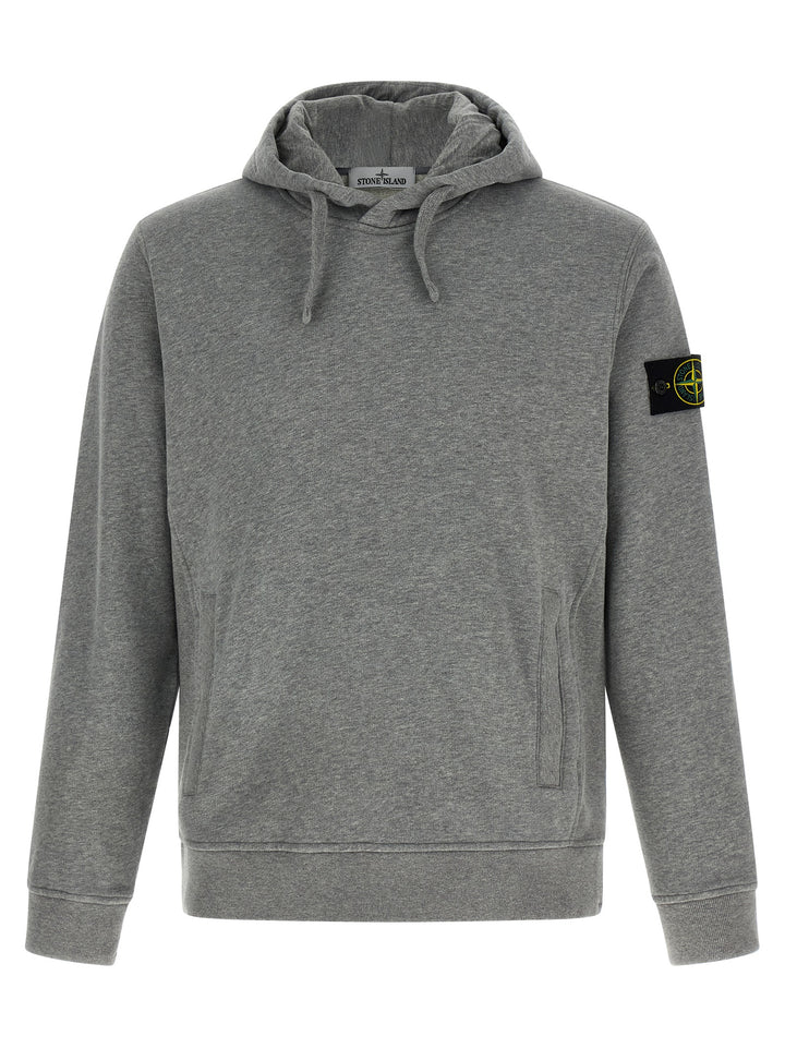 Stone Island Logo Badge Hoodie Sweatshirt - Gray | bb0a302ae9f5ed2546bdbeac650f42382b1238e0