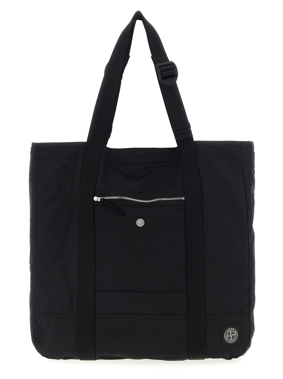 Stone Island Logo Patch Shopping Bag Tote Bag - Black | fdc67fd116960445bc0b92eecc179ab6de270551