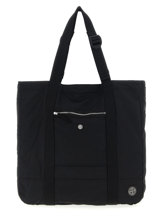 Logo Patch Shopping Bag Tote Bag Black